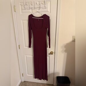 Skims Burgundy Long Sleeve Dress
